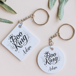 Elegant "Boo King" Name Halloween Kalligrafie Schlüsselanhänger