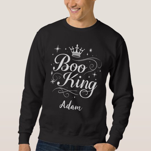 Elegant "Boo King" Name Halloween Kalligrafie Sweatshirt (Vorderseite)