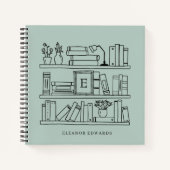 Elegant Book Lover's Monogram Name Spiral Notebook Notizblock (Vorderseite)