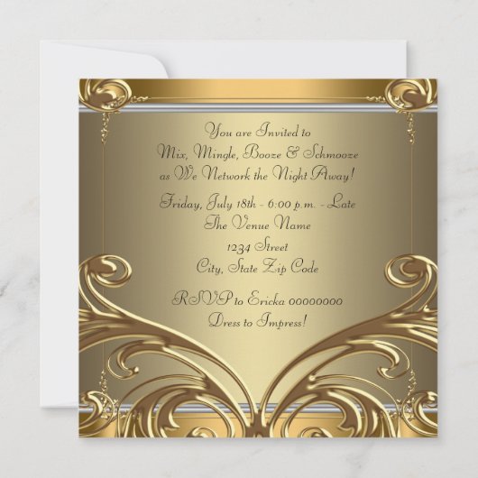 Elegant Booze and Schmooze Einladungen (Rückseite)