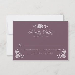 Elegant Bordeaux Altbotanisch RSVP Karte