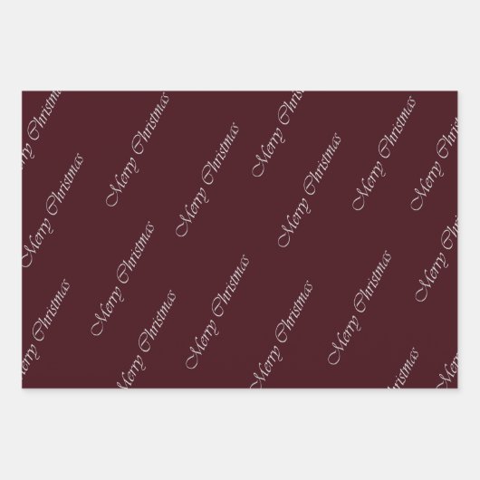 Elegant Bordeaux Red Script Christmas Geschenkpapier Set (Vorderseite 3)
