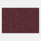 Elegant Bordeaux Rotes Skript Weihnachten Geschenkpapier Set (Vorderseite)