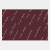 Elegant Bordeaux Rotes Skript Weihnachten Geschenkpapier Set (Vorderseite 3)