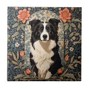 Elegant Border Collie William Morris Inspiriert Fliese