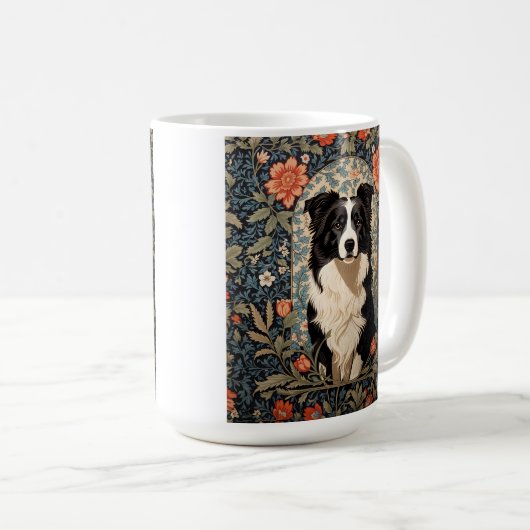 Elegant Border Collie William Morris Inspiriert Kaffeetasse (VorderseiteRechts)