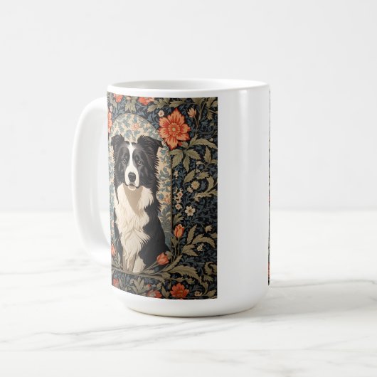 Elegant Border Collie William Morris Inspiriert Kaffeetasse (Vorderseite Links)