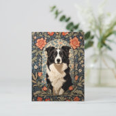 Elegant Border Collie William Morris Inspiriert Postkarte (Stehend Vorderseite)