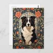 Elegant Border Collie William Morris Inspiriert Postkarte (Vorne/Hinten)