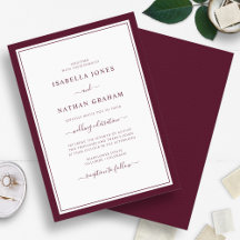 Elegant Border Minimalistisch Burgundy Script Wedd
