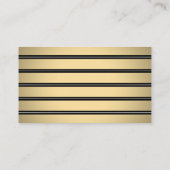 Elegant Border Striped Black and Gold Escort / Platzkarte (Rückseite)