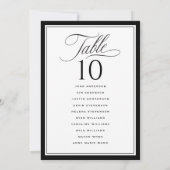 Elegant Border Wedding Seating Chart Table Numbers (Rückseite)