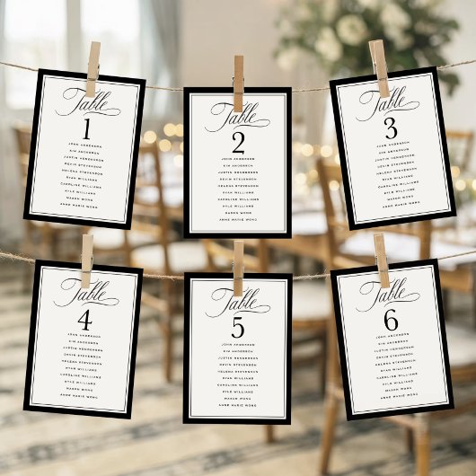 Elegant Border Wedding Seating Chart Table Numbers