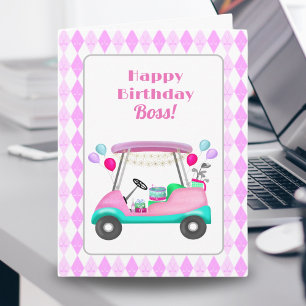 Elegant Boss Damen Golfparty-Wagen Geburtstag   Karte