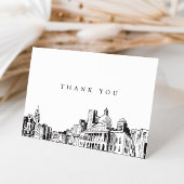 Elegant Boston City Sketch Thank You Card Dankeskarte
