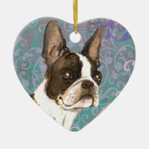Elegant Boston Terrier Keramik Ornament