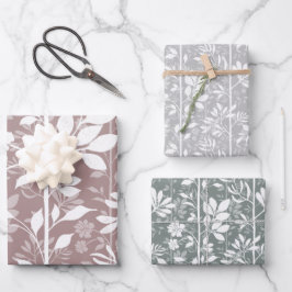 Elegant Botanic Climbing Vines Soft Silhouette Geschenkpapier Set