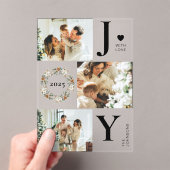 Elegant Botanica Photo Collage Joy Christmas Card Acryleinladungen (Insitu (Handheld))