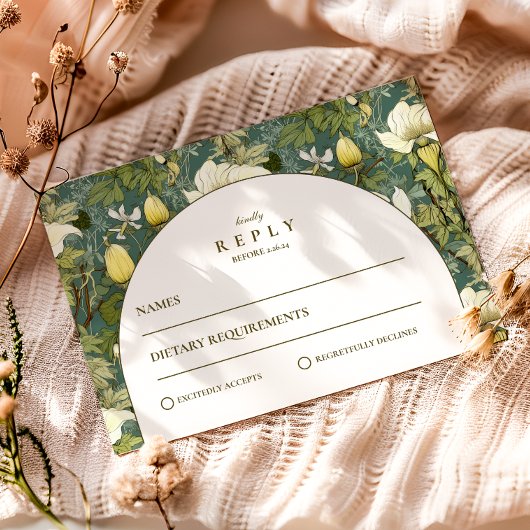 Elegant Botanical Arch Garden Wedding RSVP Karte