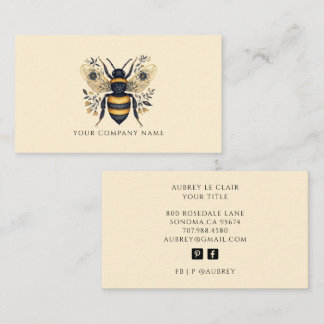 Elegant Botanical Bee Logo Template Visitenkarte