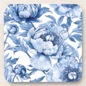 Elegant Botanical Blue Flowers Chic Floral Pattern Getränkeuntersetzer (Vorderseite)