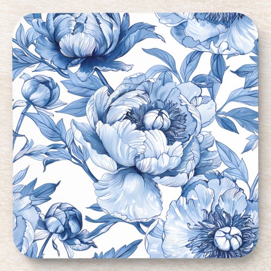 Elegant Botanical Blue Flowers Chic Floral Pattern Getränkeuntersetzer (Vorderseite)