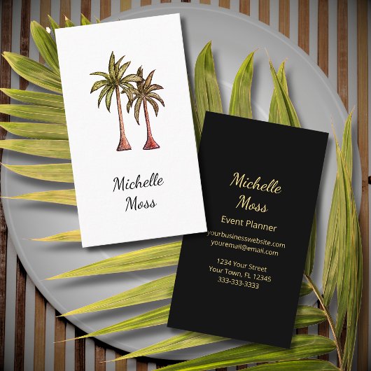 Elegant Botanical Boho Tropical Palm Trees  Visitenkarte