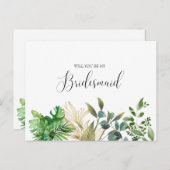 Elegant Botanical Bridesmaid Postkarte (Vorne/Hinten)