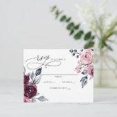 Elegant Botanical Burgundy Floral RSVP Postkarte (Stehend Vorderseite)