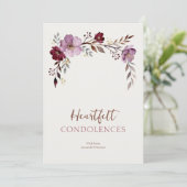Elegant Botanical Burgundy Tones Sympathy (Stehend Vorderseite)