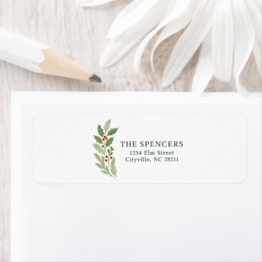 Elegant Botanical Christmas Return Address (Insitu)