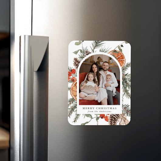 Elegant Botanical Citrus Arch Holiday Photo Magnet
