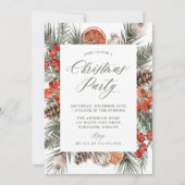 Elegant Botanical Citrus Frame Christmas Party Einladung (Vorderseite)