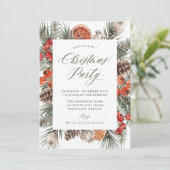 Elegant Botanical Citrus Frame Christmas Party Einladung (Stehend Vorderseite)