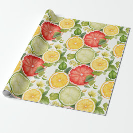 Elegant Botanical Citrus Fruit Geschenkpapier