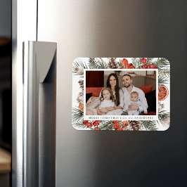Elegant Botanical Citrus Holiday Photo Magnet