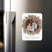 Elegant Botanical Citrus Wreath Holiday Photo Magnet