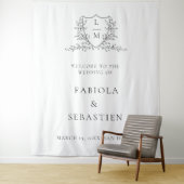Elegant botanical crest monogram Welcome sign Wandteppich (Beispiel)