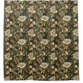 Elegant Botanical Curtain Sage Green Gold Print Duschvorhang (Vorderseite)