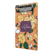 Elegant Botanical Custom Name Orange White Floral Mini Klemmbrett (Gewinkelt2)