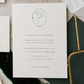 Elegant Botanical Emerald Monogram Wedding Einladung