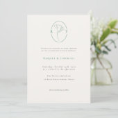 Elegant Botanical Emerald Monogram Wedding Einladung (Stehend Vorderseite)