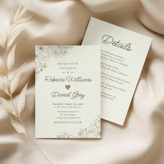 Elegant Botanical Engagement Party Invitation Einladung