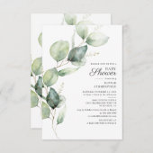 Elegant Botanical Eucalyptus Greenery Baby Shower Einladung (Vorne/Hinten)