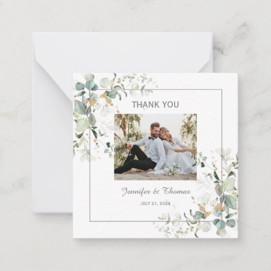 Elegant Botanical Eukalyptus Greenerity Vielen Dan Mitteilungskarte (Vorderseite)