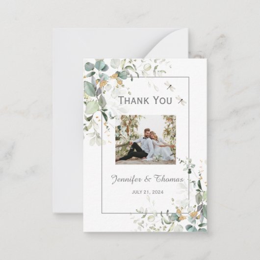 Elegant Botanical Eukalyptus Greenerity Vielen Dan Mitteilungskarte (Vorderseite)