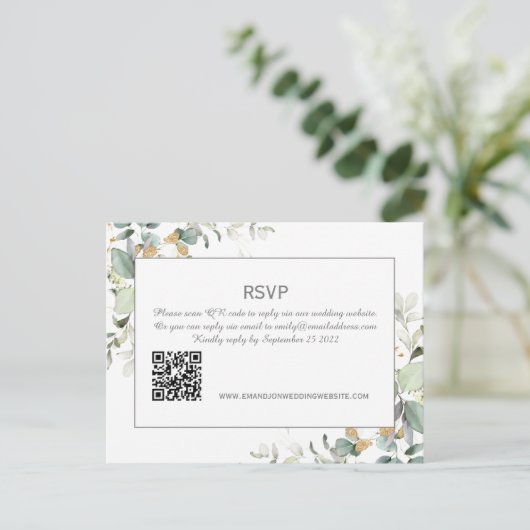 Elegant Botanical Eukalyptus Greenery QR Code UAWG Postkarte (Stehend Vorderseite)