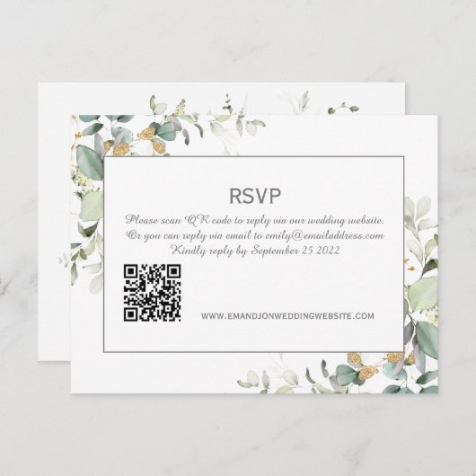 Elegant Botanical Eukalyptus Greenery QR Code UAWG Postkarte (Vorne/Hinten)