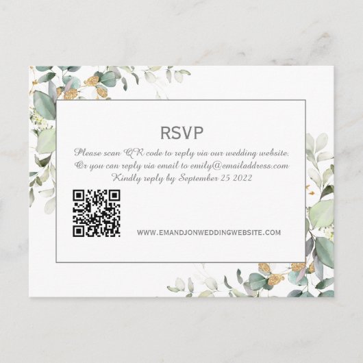 Elegant Botanical Eukalyptus Greenery QR Code UAWG Postkarte (Vorderseite)