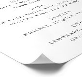 Elegant Botanical Fall Wedding | Bar Drinks Menu Poster (Ecke)